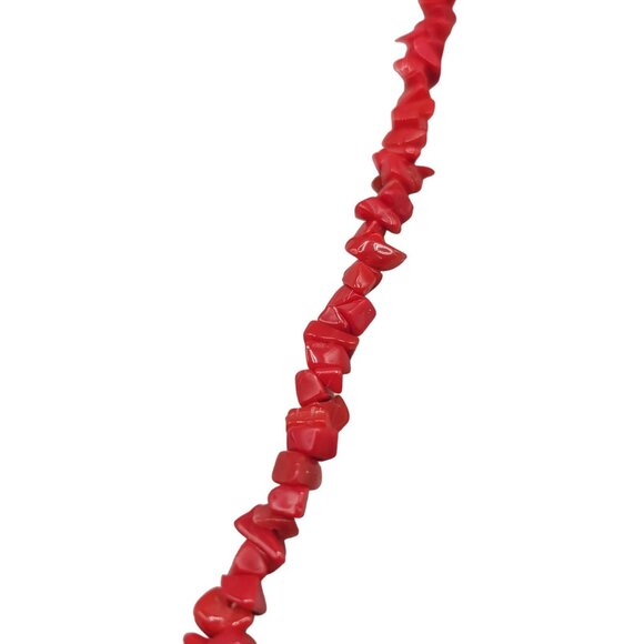 Handmade Simulated Coral Necklace Red Tropical Beach Barrel Clasp Vintage - Picture 4 of 4